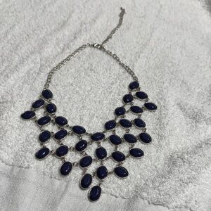 Elegant Silver and Blue Statement Necklace